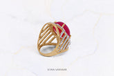 Red Sunflower Gold Ring | Sona Sansaar